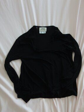 FLAX by Jeanne Engelhart Black Long Sleeve V-Neck Top Large